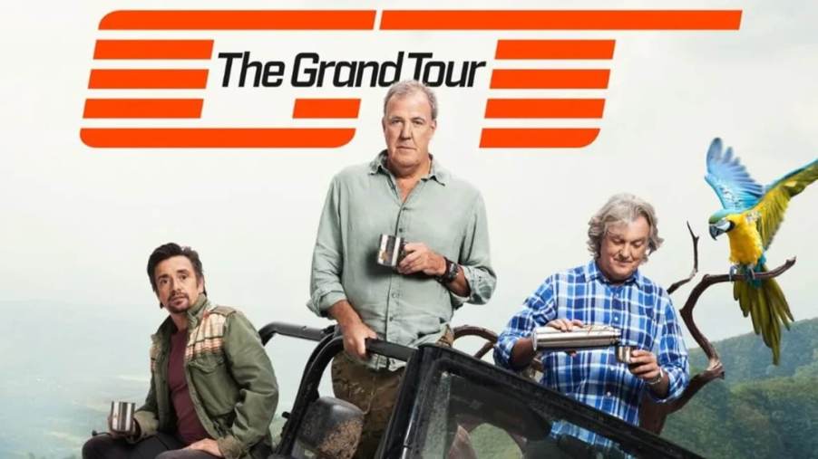 A poster for 'The Grand Tour' features Jeremy Clarkson, Richard Hammond, and James May.