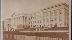 The exterior of the U.S. Patent Office on Pennsylvania avenue in Washington D.C.