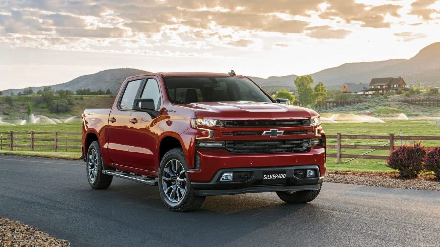 The 2023 Chevy Silverado driving on the road