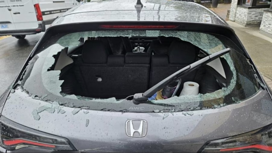 The 2023 Honda HR-V with a broken window