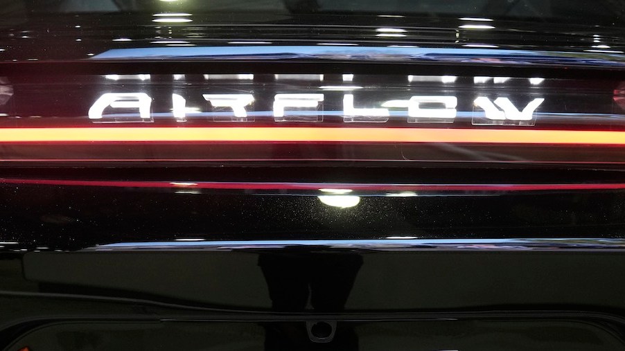 The 'Airflow' logo on the back of a Chrysler concept EV.