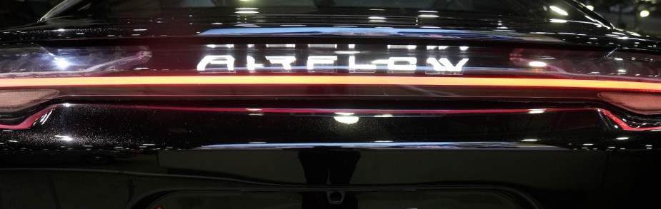 The 'Airflow' logo on the back of a Chrysler concept EV.
