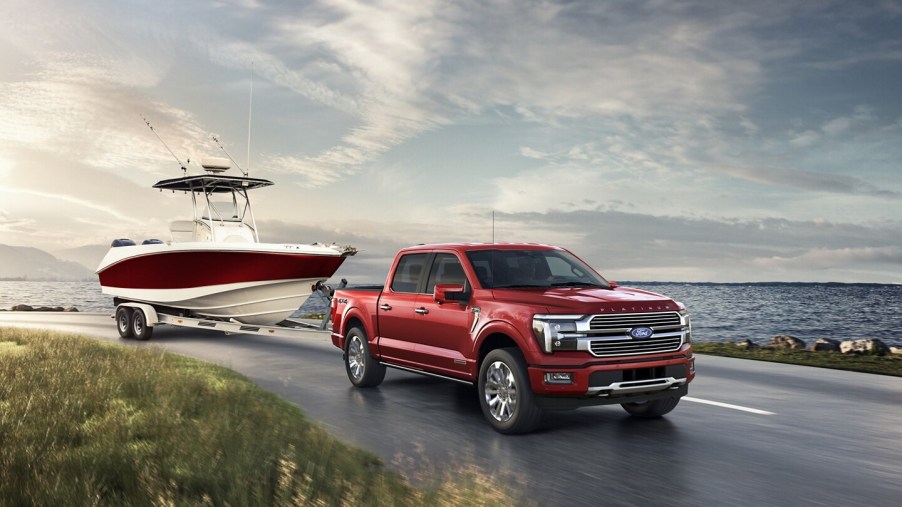 The 2024 Ford F-150 towing a boat