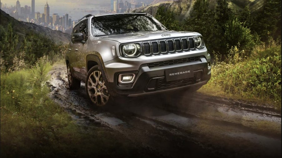 The 2024 Jeep Renegade off-roading over muddy trails