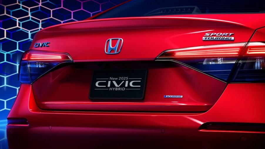 2025 Honda Civic Hybrid Rear shows more style and aggression than current Civic models.
