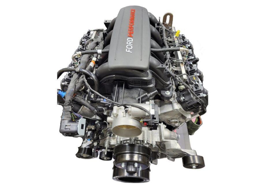 Ford Performance V8 crate engine on a white background.