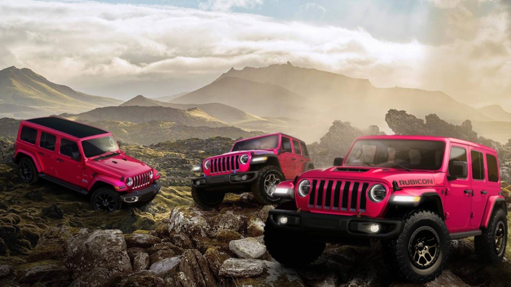 Reginia George uses a pink Jeep Wrangler Rubicon in Mean Girls
