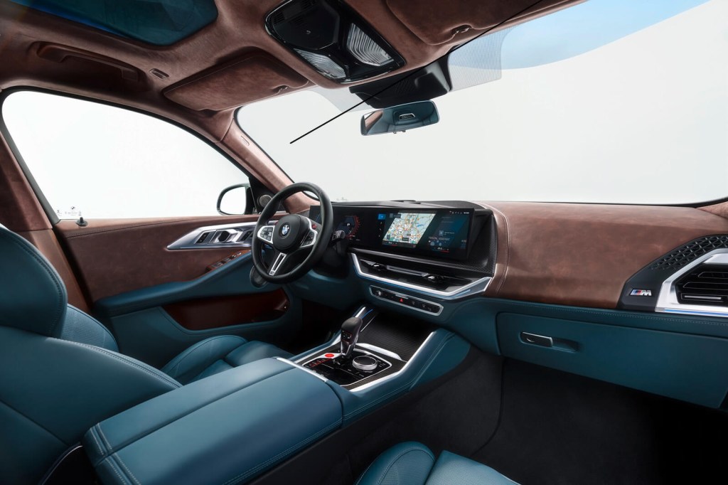 A BMW XM shows off its interior.