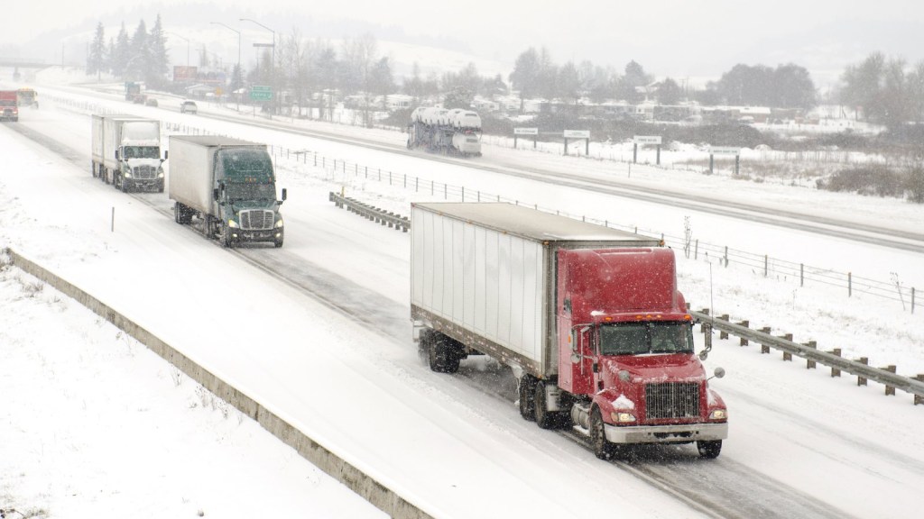 Semi-Trucks Driving On a Snow-Covered Road, these trucks pass with confidence on most roads.