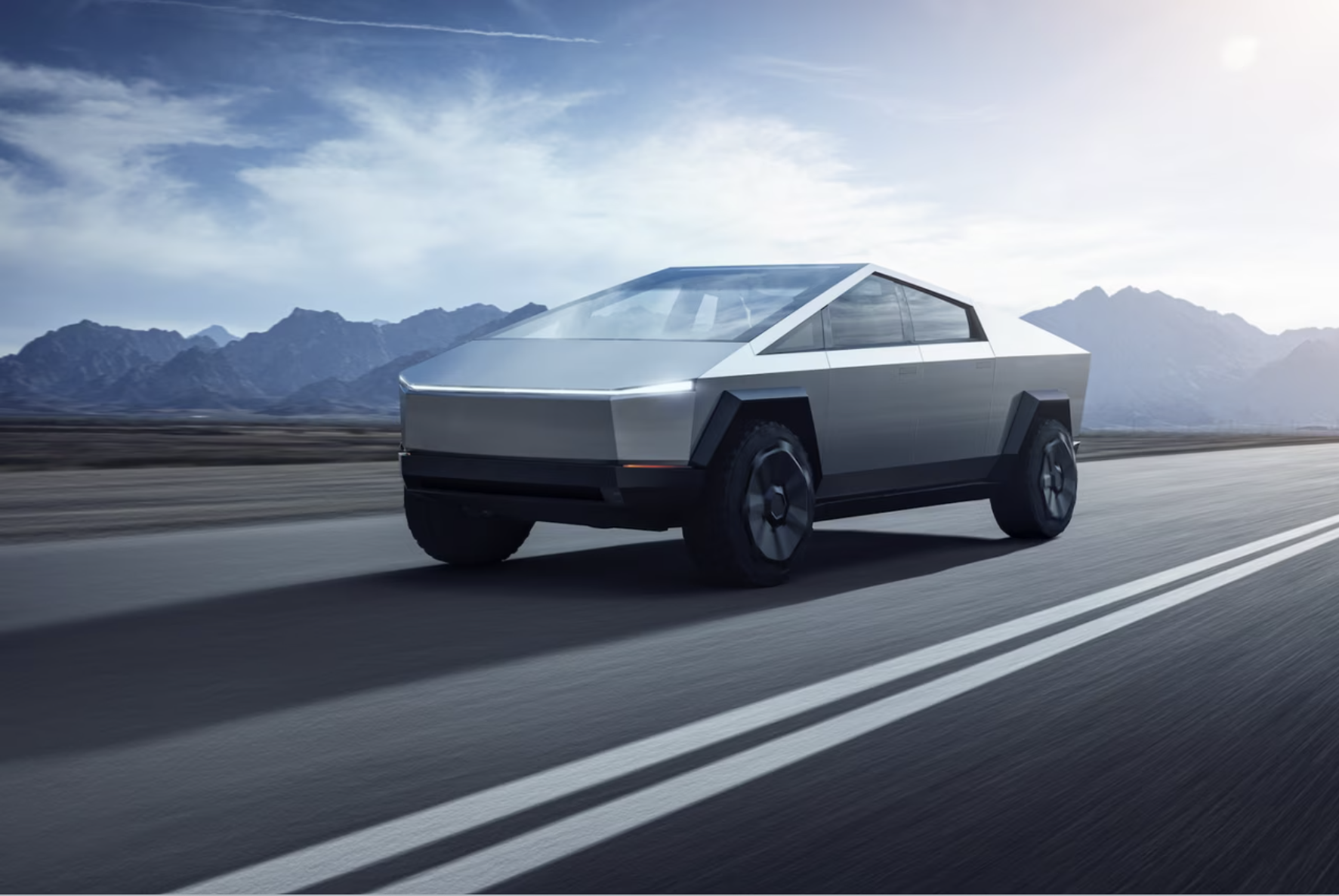 The Tesla Cybertruck on the road 