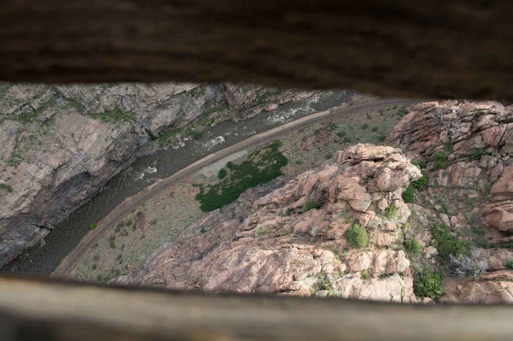 A view from the Royal Gorge Bridge down to the Arkansas River