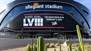 The exterior of Allegiant Stadium in Las Vegas host of the Super Bowl LVIII