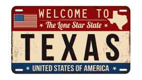 A Texas license plate is shown