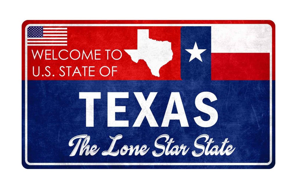 An image of a "Welcome to Texas, the Lone Star State" sign