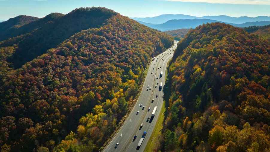 An aerial view of interstate I-40 in North Carolina