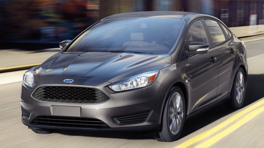 2016 Ford Focus compact car on the road.
