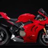 A Ducati Panigale V4 motorcycle shows off its side profile.