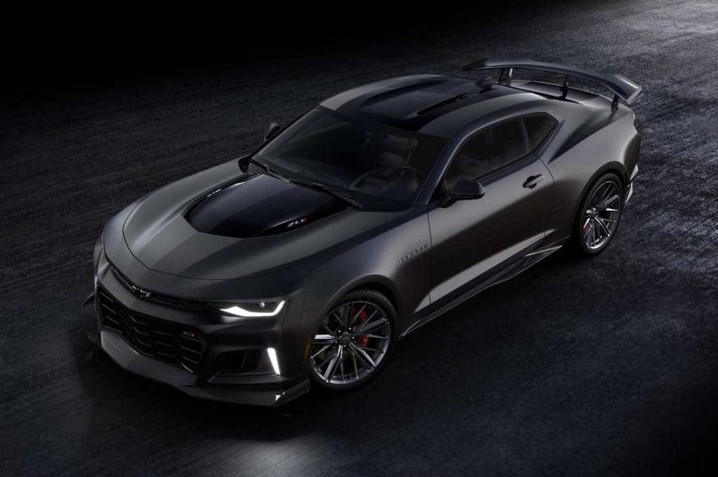 A 2024 Chevrolet Camaro Collector's Edition shows off its dark color.