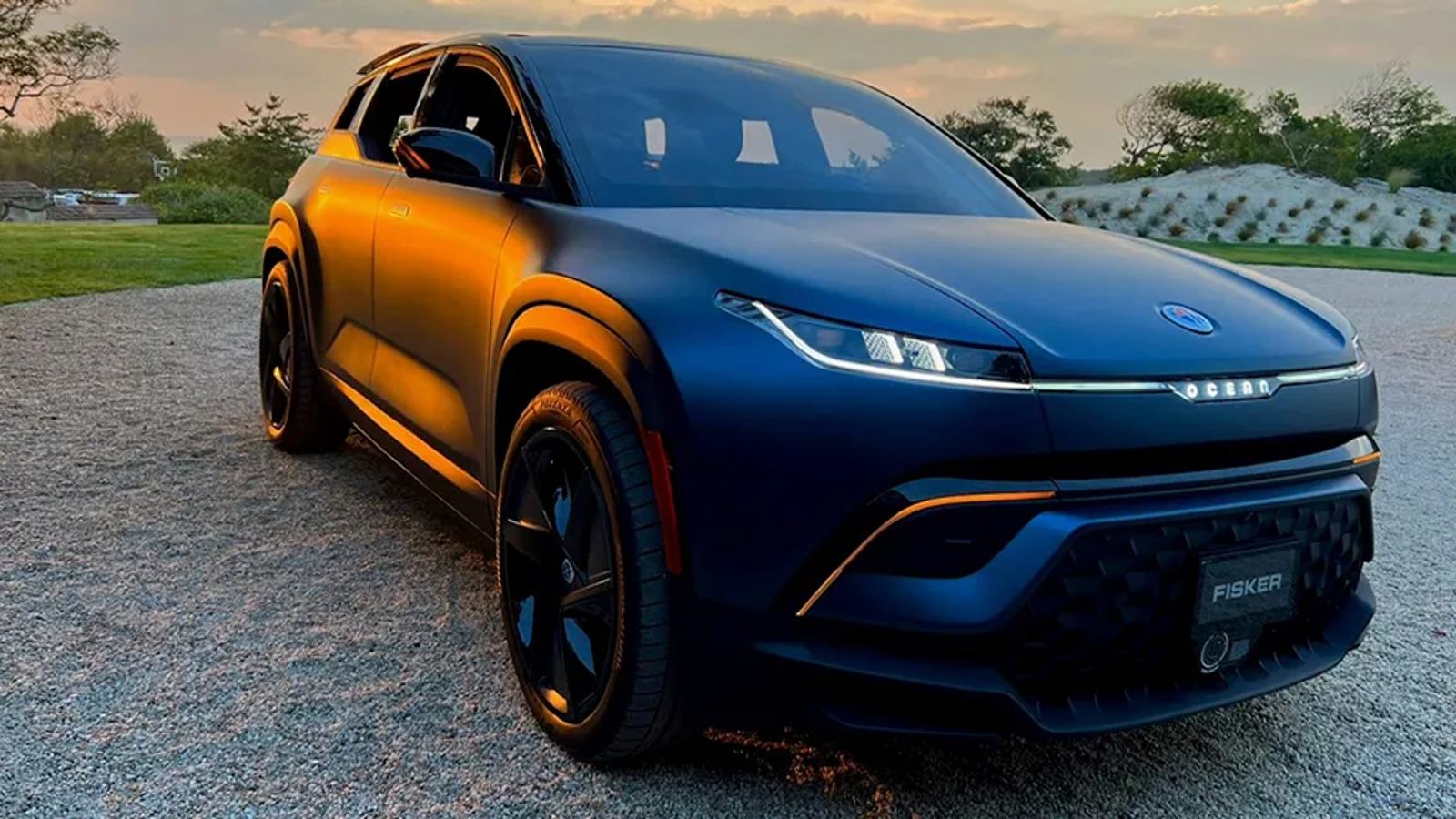 2024 Fisker Ocean electric SUV posed.