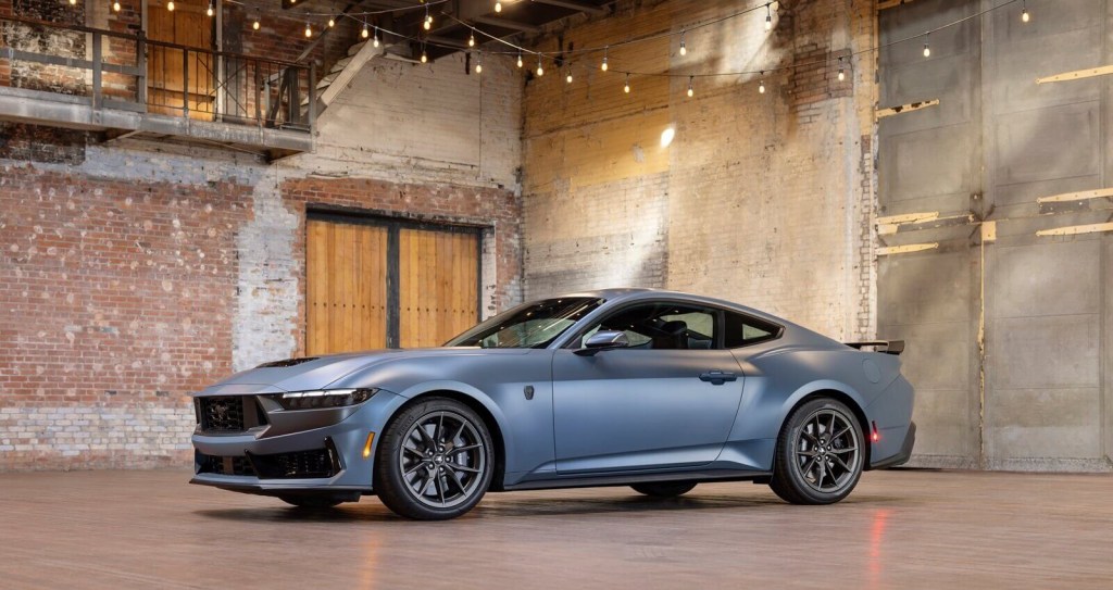A Ford Mustang Dark Horse shows off its Matte Clear Film treatment.