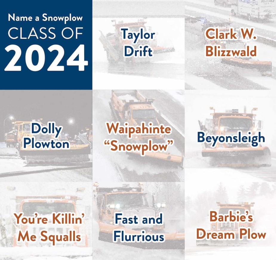 These are the names of Minnesota's "class of 2024" plow trucks.