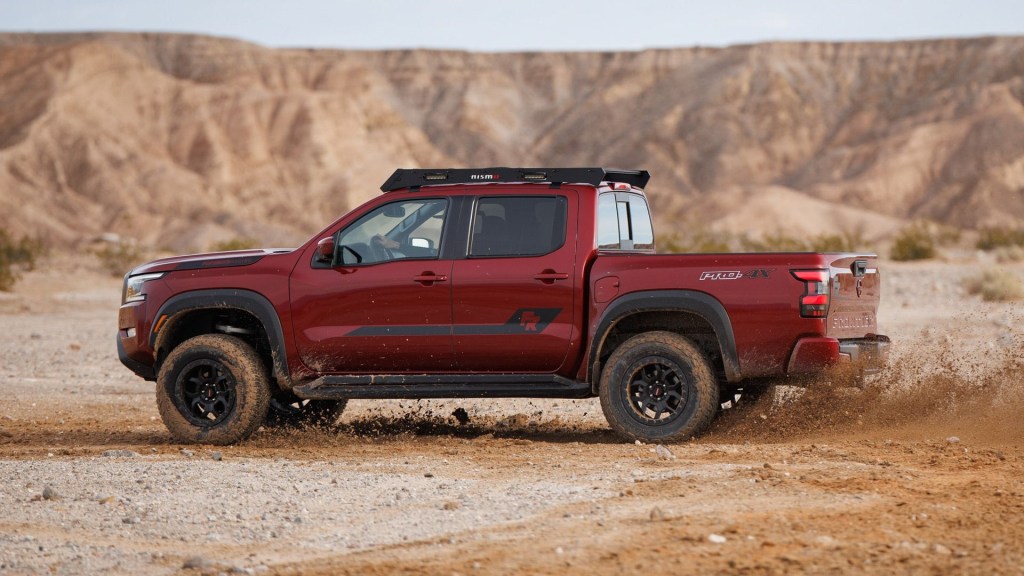 The 2024 Nissan Frontier Forsberg Edition off-roading in sand