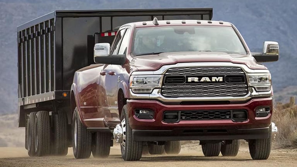 2024 Ram 3500 towing a heavy load. 
