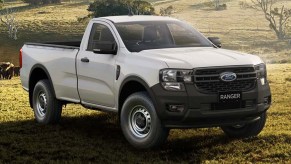 The 2024 Single-Cab Ford Ranger in a field