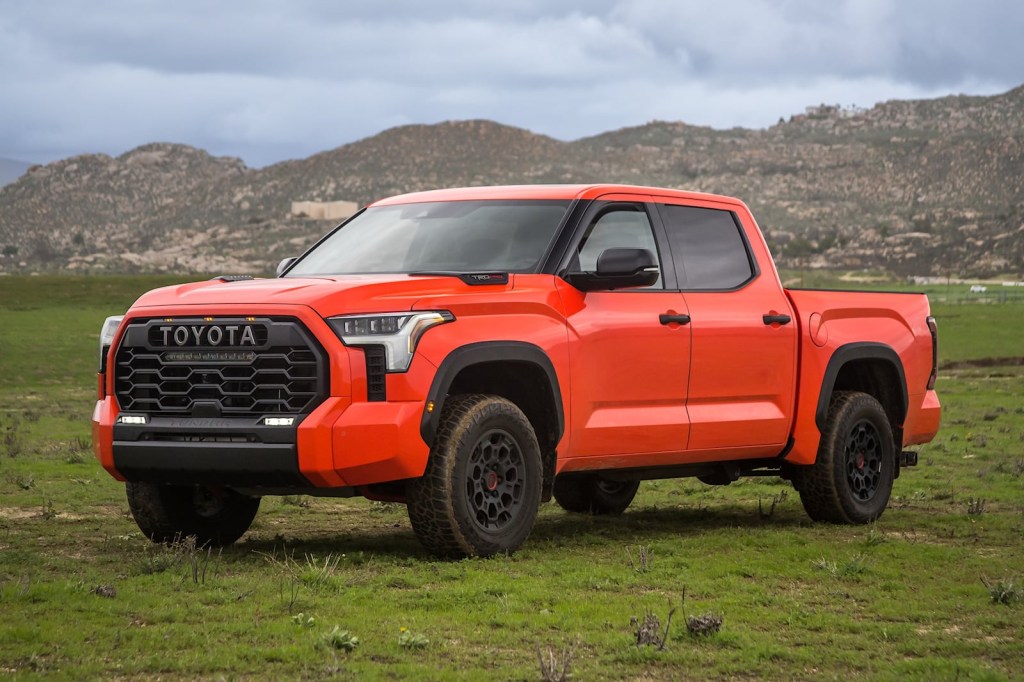 The 2024 Toyota Tundra off-roading in a field
