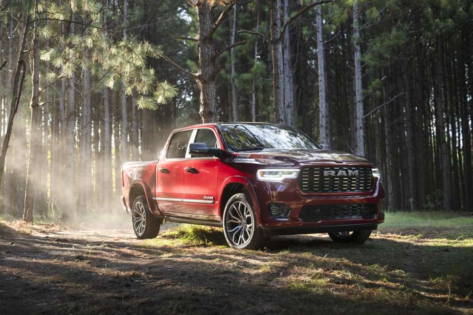 The 2025 Ram 1500 Tungsten in the woods
