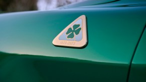 Green fender of an Alfa Romeo Giulia Quadrifoglio trim sedan