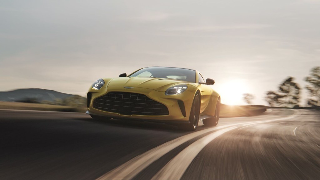 A 2025 Aston Martin Vantage shows off its front-end styling.
