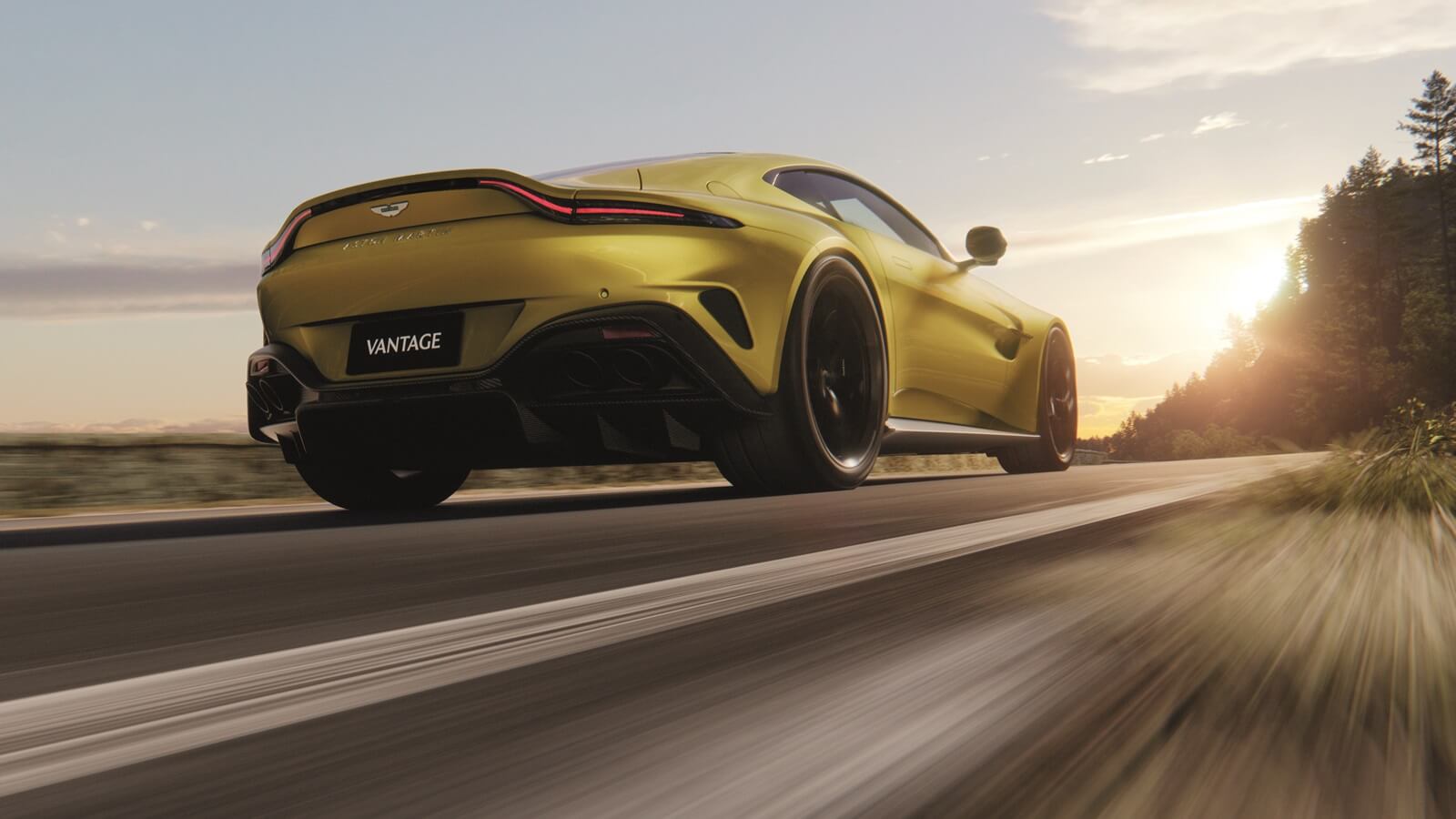 A 2025 Aston Martin Vantage shows off its rear-end styling. 