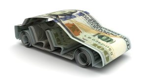 $100 bills shaped into a car