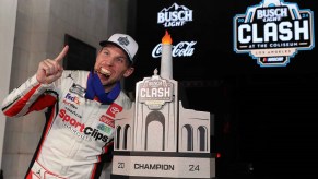 Denny Hamlin celebrates 2024 NASCAR Clash victory