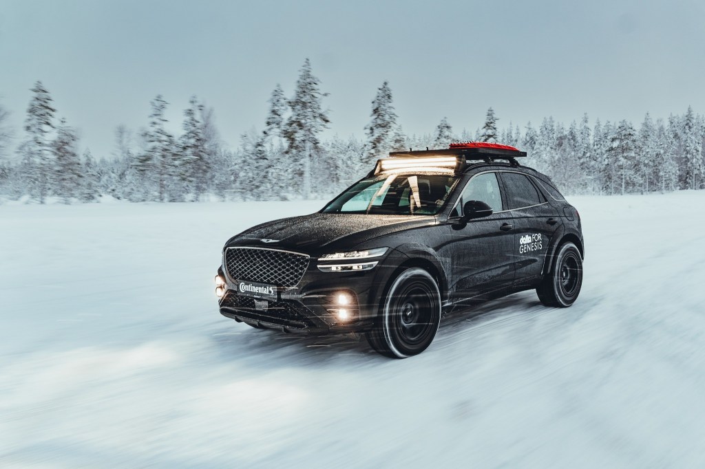 The Genesis GV70 Snow Concept in the snow