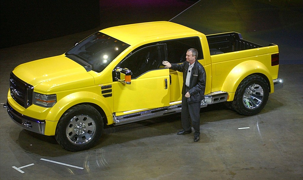 The 2002 Ford F-350 Tonka concept on stage
