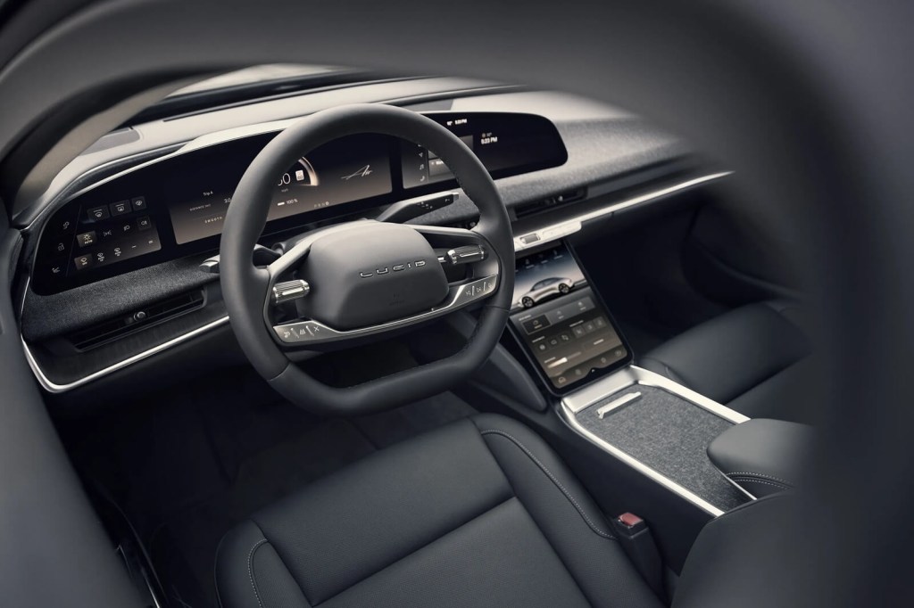 A Lucid Motors Air Pure EV shows off its interior.