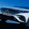 A Mercedes-Benz EQ model, the EQS, shows off its front-end styling.