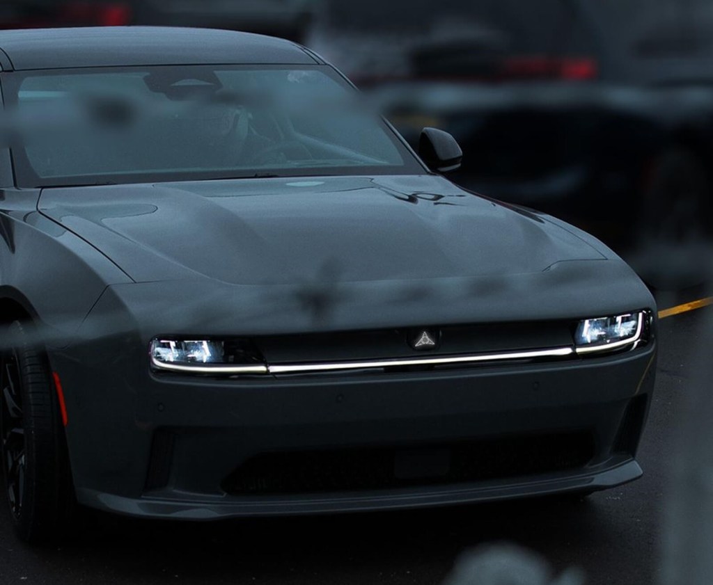 A new Dodge Charger shows off its front-end styling. 