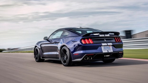 A 2019 Ford Mustang Shelby GT350 shows off its updated rear aero.