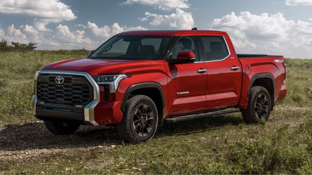 The Toyota Tundra driving in a field