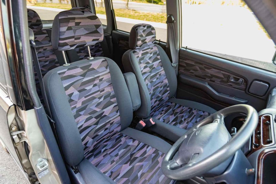 Confetti interior of a Daihatsu Move micro van.