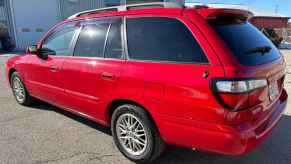 Bright red Ford station wagon built for the Japanese market by Mazda