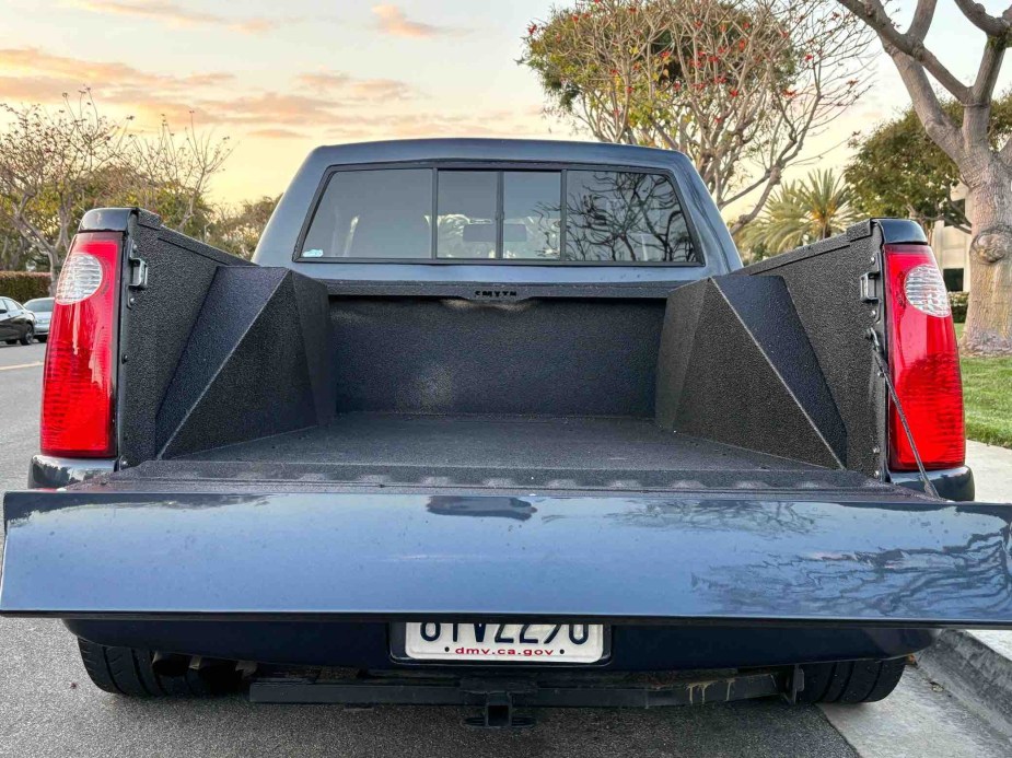 The bed of a modified VW Jetta pickup truck.