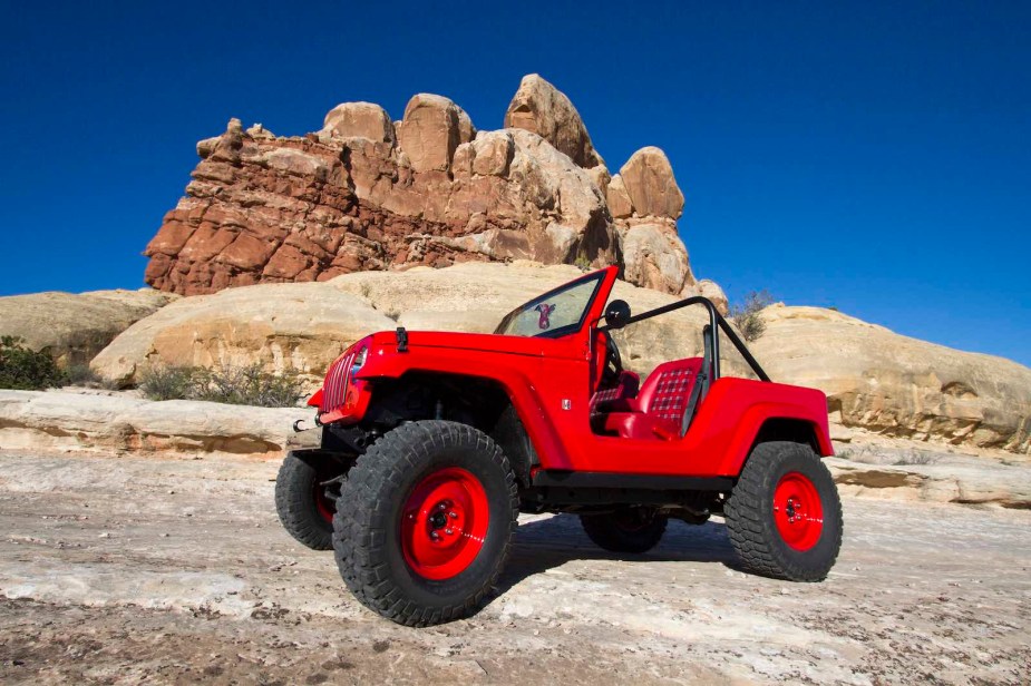 Red Jeep concept vehicle off-road