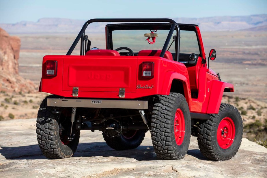 Tailgate of a red Jeep concept