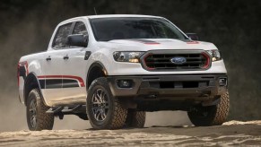 The 2021 Ford Ranger off-roading in dirt