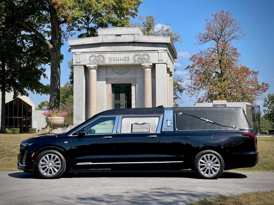 A side view of a 2023 Cadillac Hearse