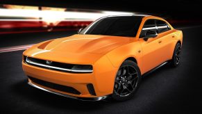 Orange 2024 Dodge Charger Sedan available with straight-six engine